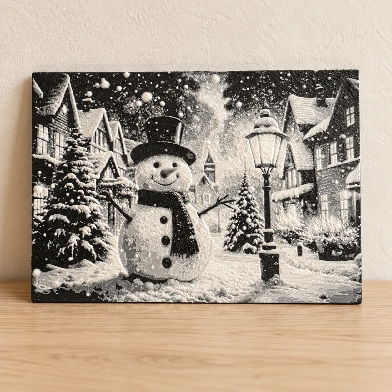 Snowman Village Art Panel — design preview